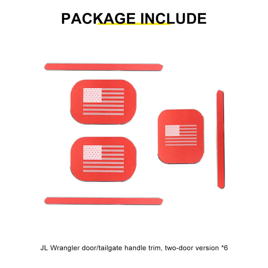 For 2018+ Jeep Wrangler JL 2-Door Version Exterior Car Door & Tailgade Handle Inserts Cover Trim