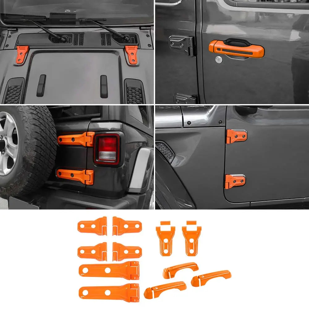 For 2018-2025 Jeep Wrangler JL 2-Dr 11 x Door Handle/Door & Engine Hood & Spare Tire Bracket Hinge Trim Cover Kit