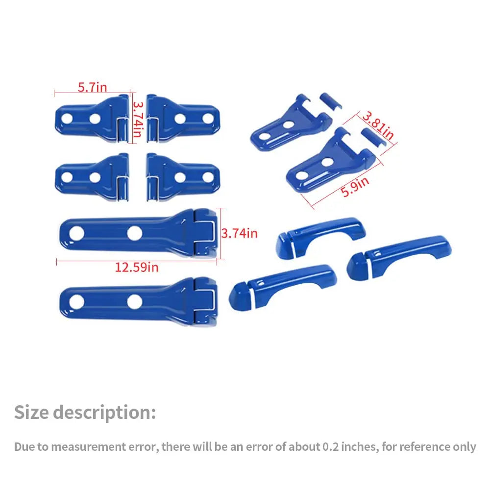 For 2018-2025 Jeep Wrangler JL 2-Dr 11 x Door Handle/Door & Engine Hood & Spare Tire Bracket Hinge Trim Cover Kit