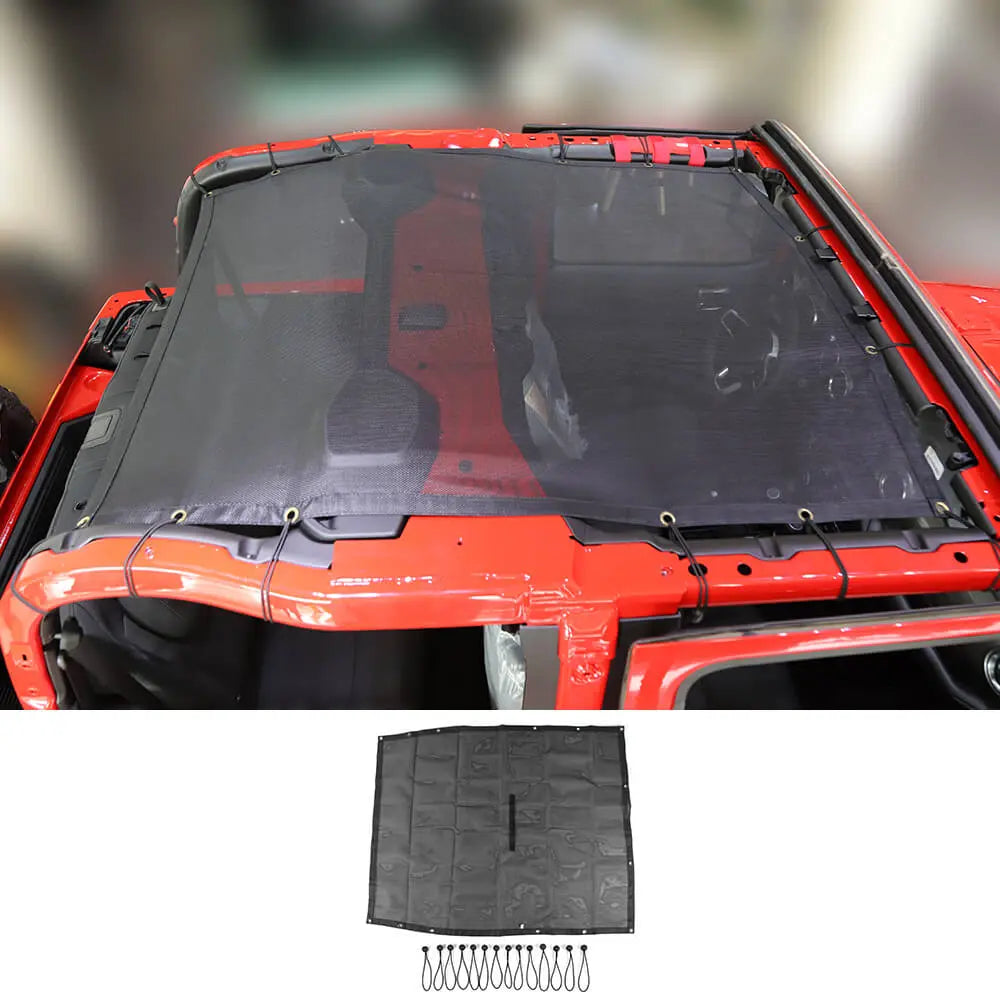 For 2018+ Jeep Wrangler JL 2Door Mesh Shade Top Cover Provides UV Insulation Net Short Size