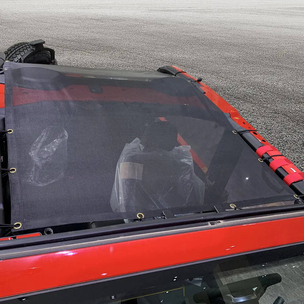 For 2018+ Jeep Wrangler JL 2Door Mesh Shade Top Cover Provides UV Insulation Net Short Size