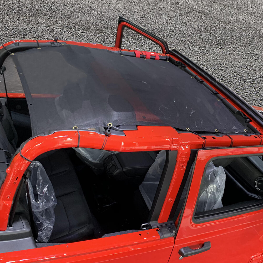 For 2018+ Jeep Wrangler JL 2Door Mesh Shade Top Cover Provides UV Insulation Net Short Size