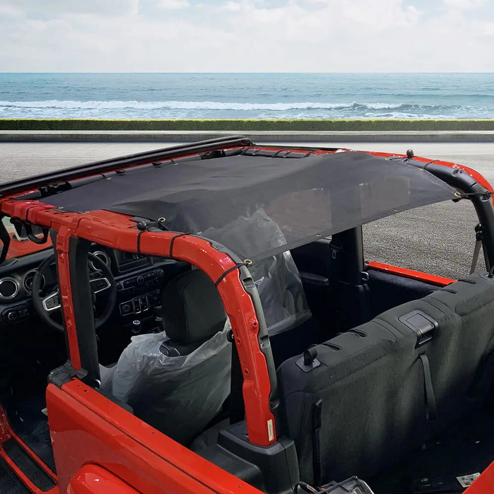 For 2018+ Jeep Wrangler JL 2Door Mesh Shade Top Cover Provides UV Insulation Net Short Size