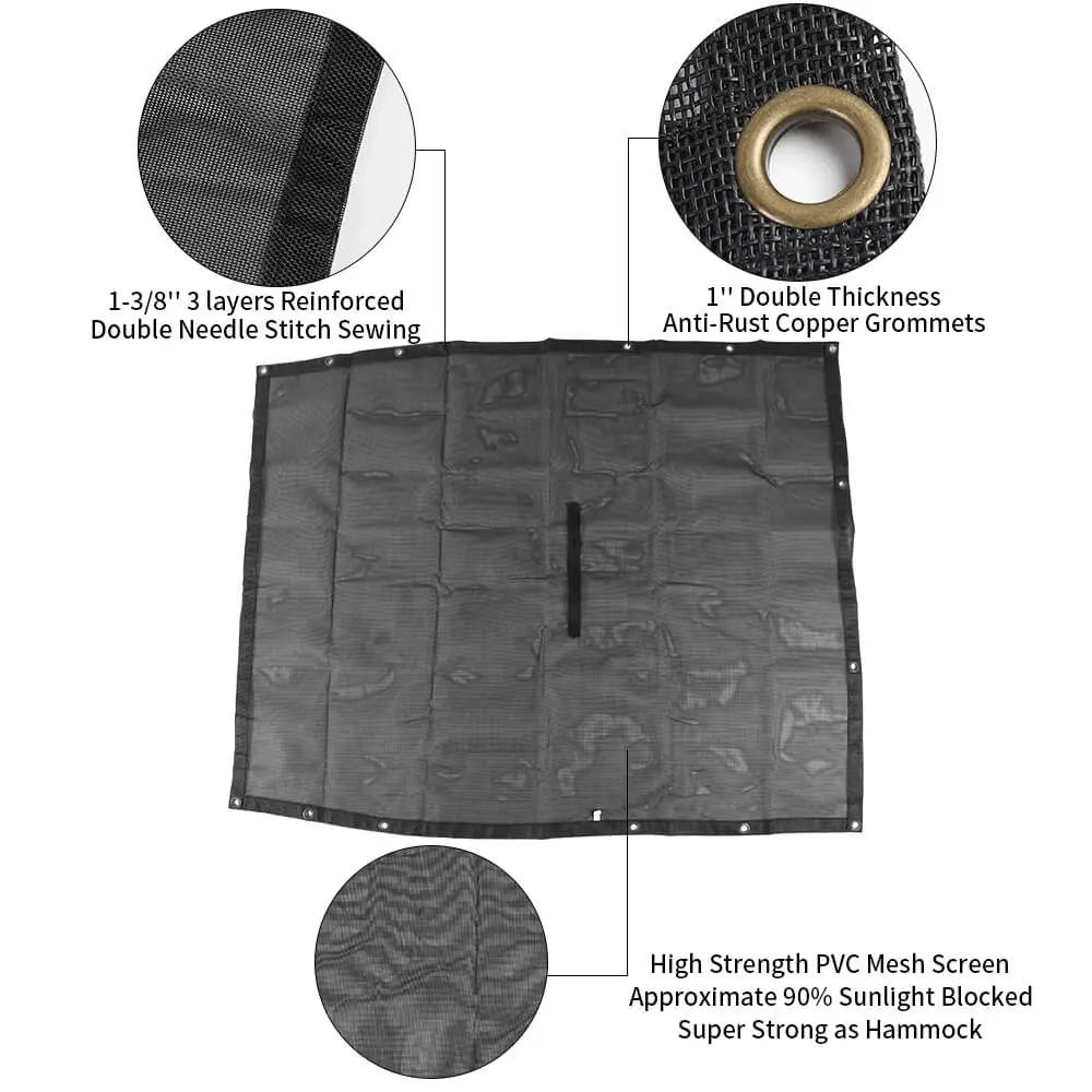 For 2018+ Jeep Wrangler JL 2Door Mesh Shade Top Cover Provides UV Insulation Net Short Size