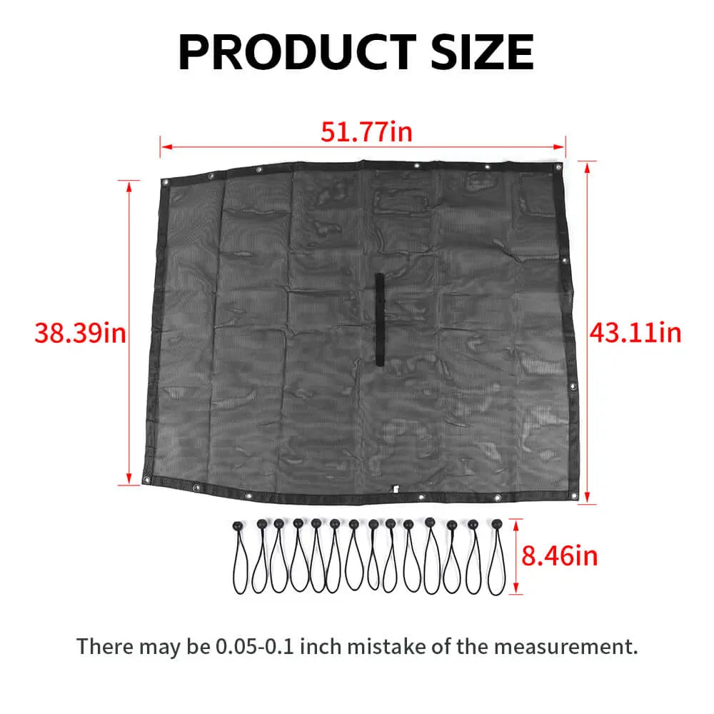 For 2018+ Jeep Wrangler JL 2Door Mesh Shade Top Cover Provides UV Insulation Net Short Size