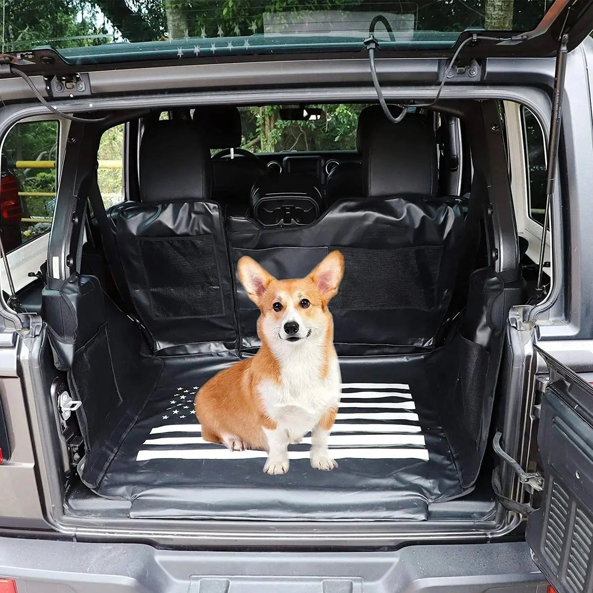 For 2018+ Jeep Wrangler JL 4-Door Trunk Pet Pad Cargo Liner Mat Waterproof Dog Seat Cover with Storage Bag (Not fit for 4xe)