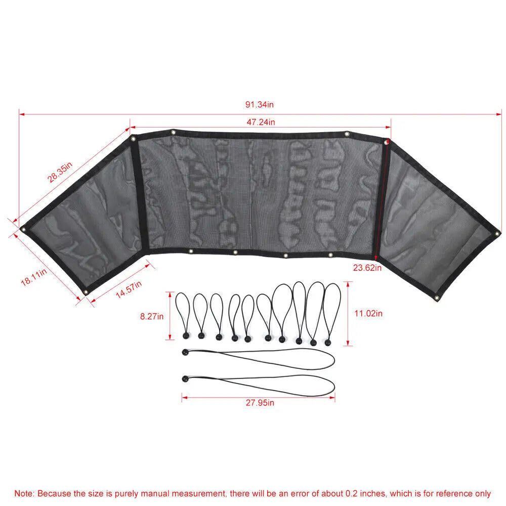 For 2018+ Jeep Wrangler JL 4-Door Trunk Sunshade Mesh Insulation Net Cover Anti-UV