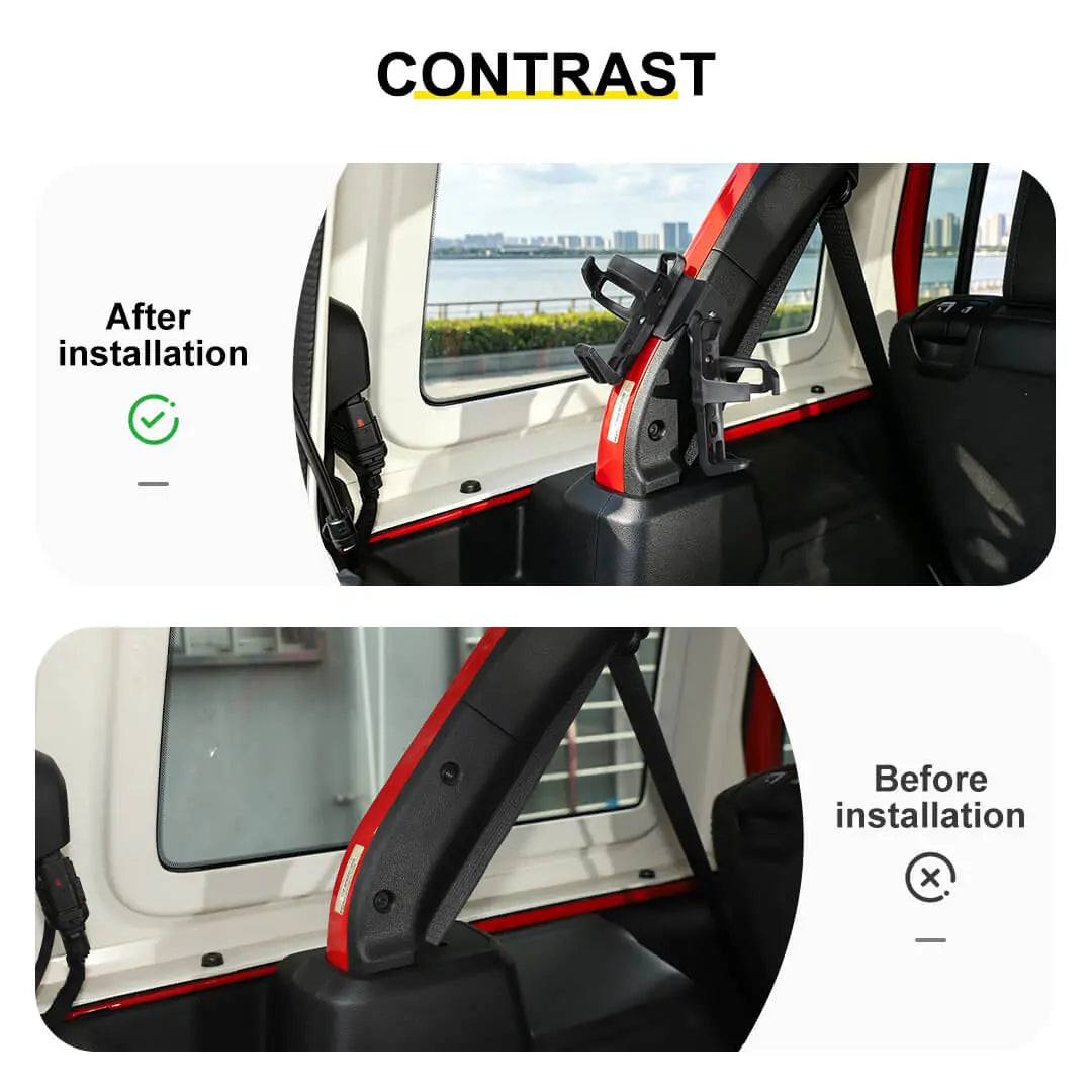 For 2018+ Jeep Wrangler JL 4-Door Version Anti-Roll Beam Fire Extinguisher Water Cup Holder