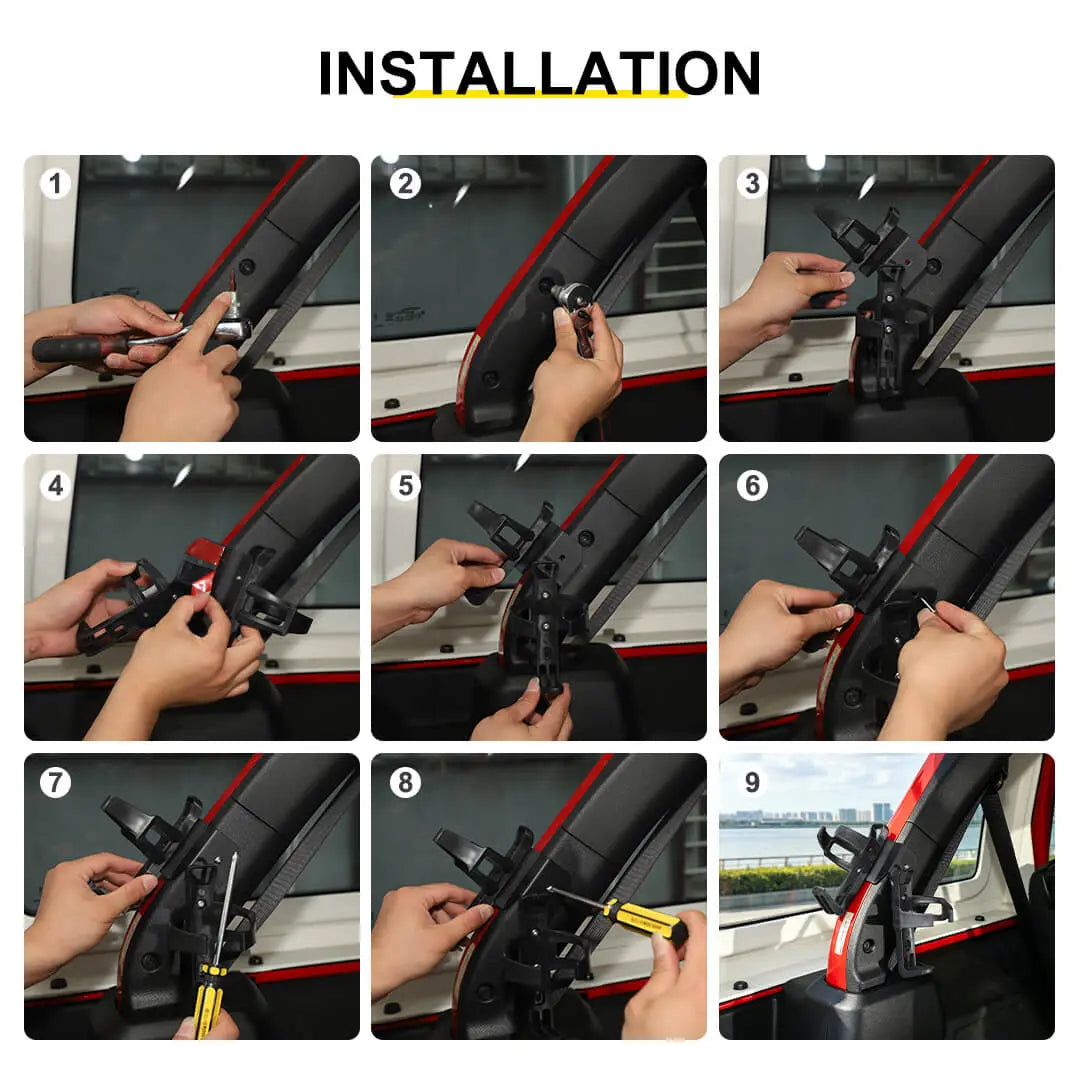 For 2018+ Jeep Wrangler JL 4-Door Version Anti-Roll Beam Fire Extinguisher Water Cup Holder