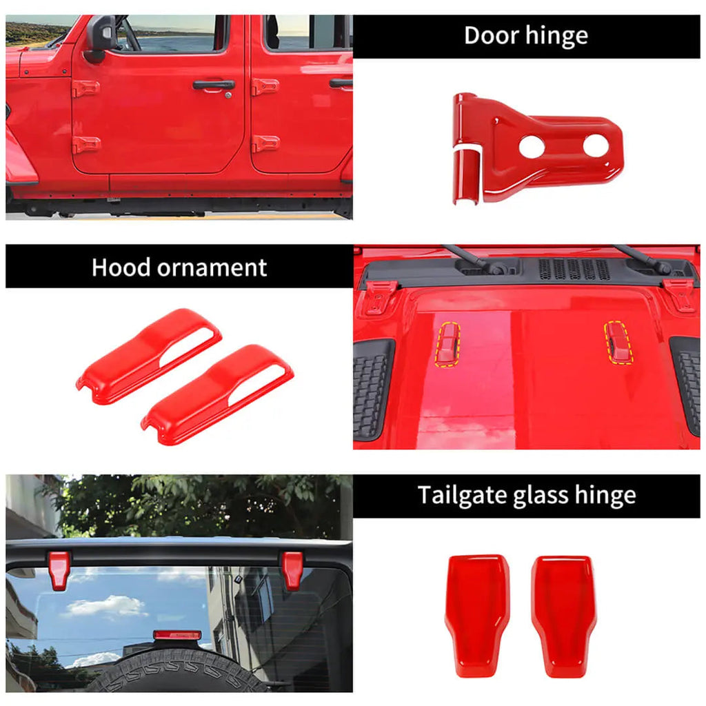 For 2018+ Jeep Wrangler JL 4-Door Version Exterior Car Door Hinge Handle Shell Cover Trim Kit (22 pcs)