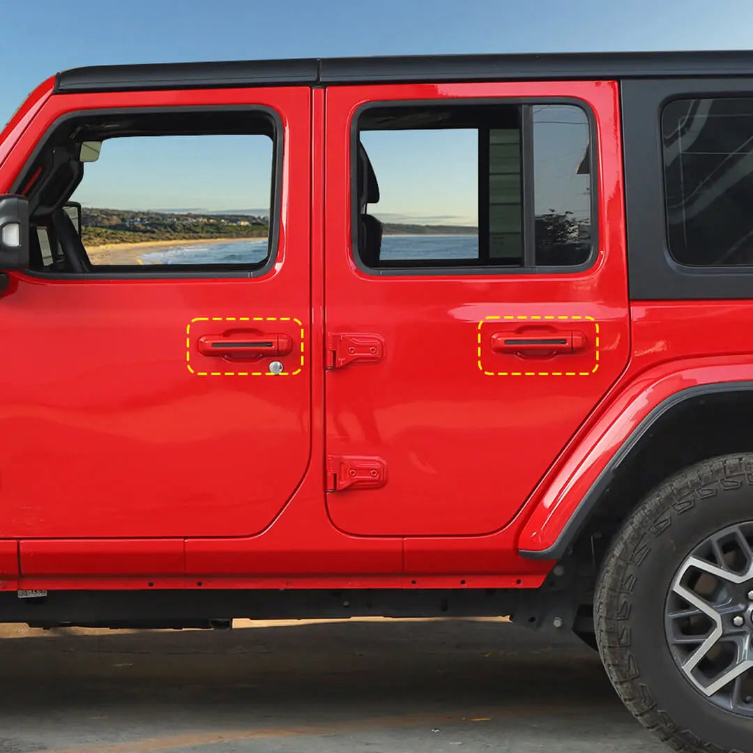 For 2018+ Jeep Wrangler JL 4-Door Version Exterior Car Door Hinge Handle Shell Cover Trim Kit (22 pcs)