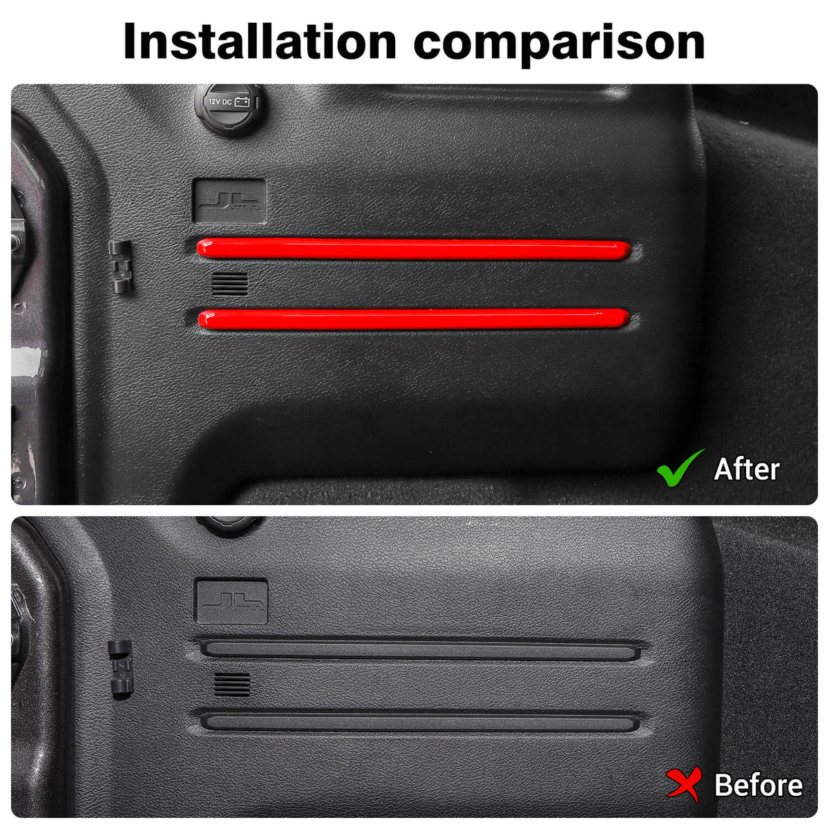 For 2018+ Jeep Wrangler JL 6PCS Rear Tail Trunk Cargo Strip Cover Trim Kit
