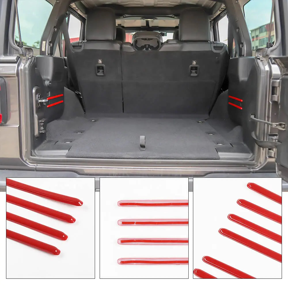 For 2018+ Jeep Wrangler JL 6PCS Rear Tail Trunk Cargo Strip Cover Trim Kit