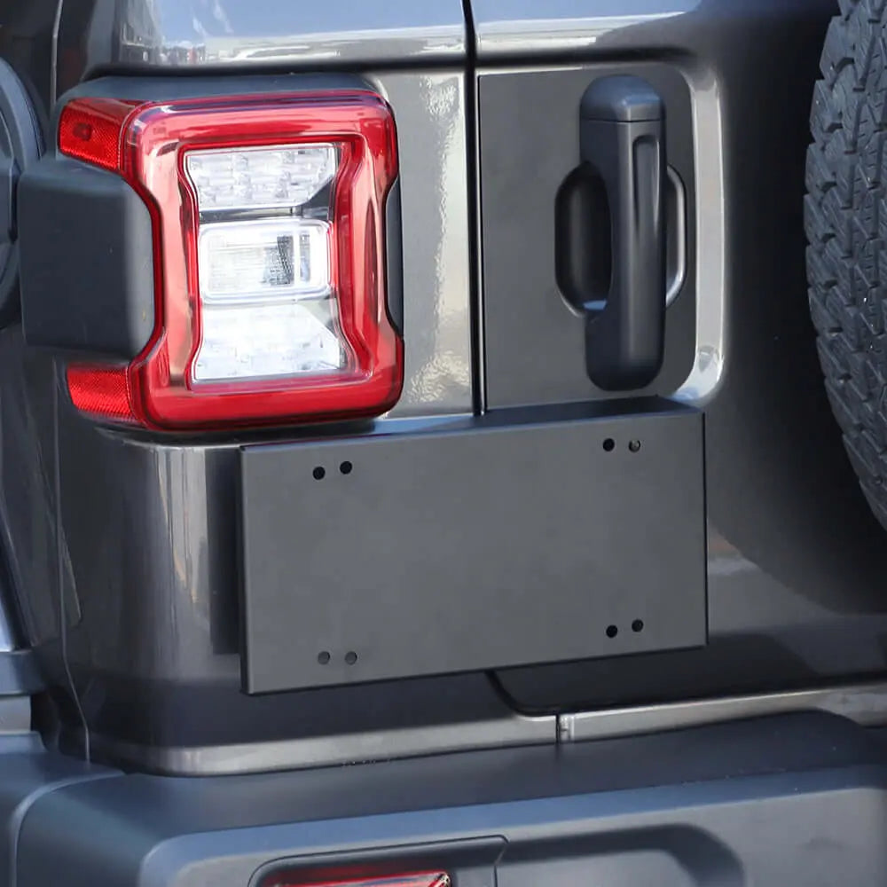 For 2018+ Jeep Wrangler JL Black Tailgate Door Grab Handle License Plate Holder Bracket