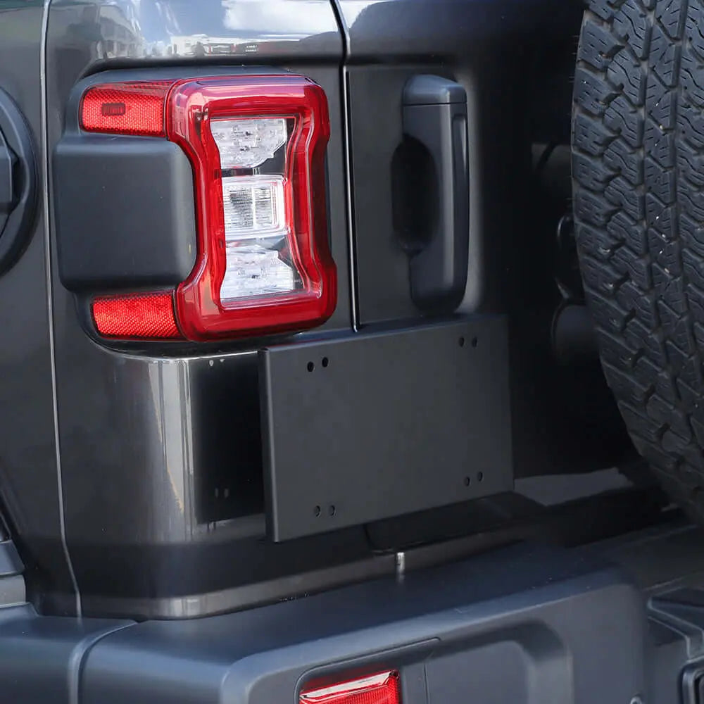 For 2018+ Jeep Wrangler JL Black Tailgate Door Grab Handle License Plate Holder Bracket
