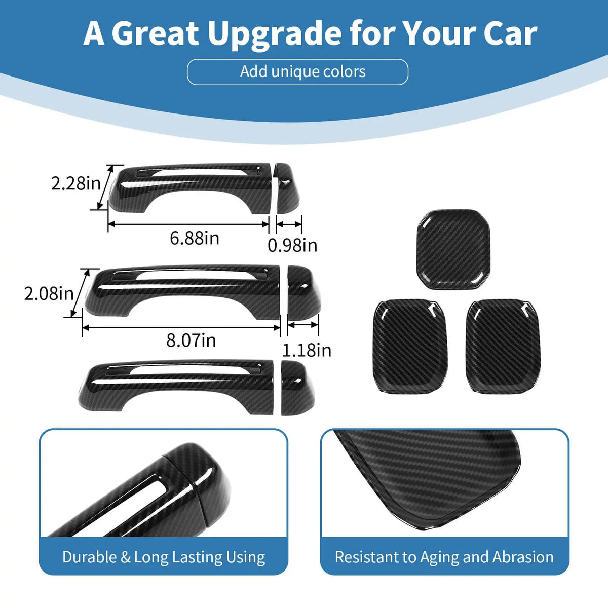 For 2018+ Jeep Wrangler JL 2-Door Car Handle Shell Door Bowl Cover Trim Decor (9 pcs)
