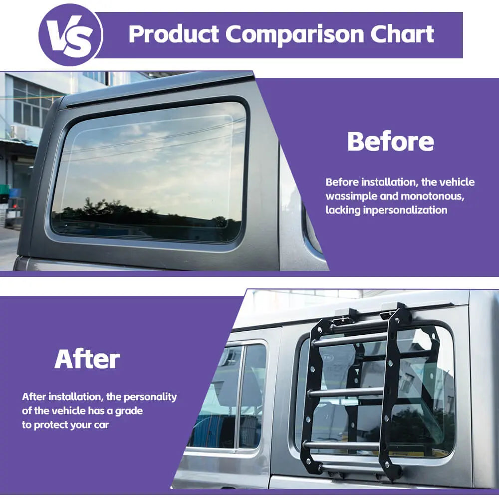 For 2018+ Jeep Wrangler JL Car Rear Window Climbing Ladder Iron Black