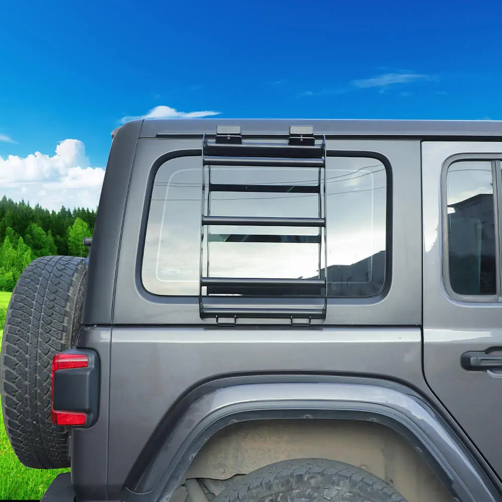 For 2018+ Jeep Wrangler JL Car Rear Window Climbing Ladder Iron Black