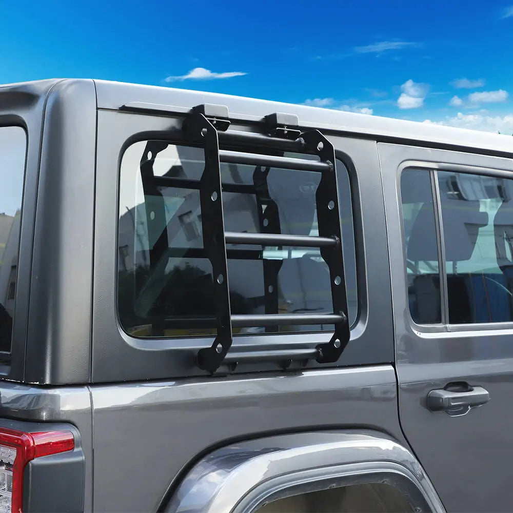 For 2018+ Jeep Wrangler JL Car Rear Window Climbing Ladder Iron Black