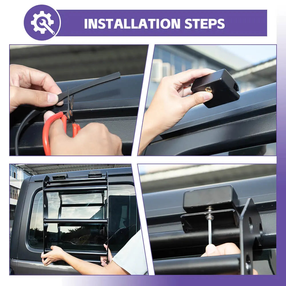 For 2018+ Jeep Wrangler JL Car Rear Window Climbing Ladder Iron Black
