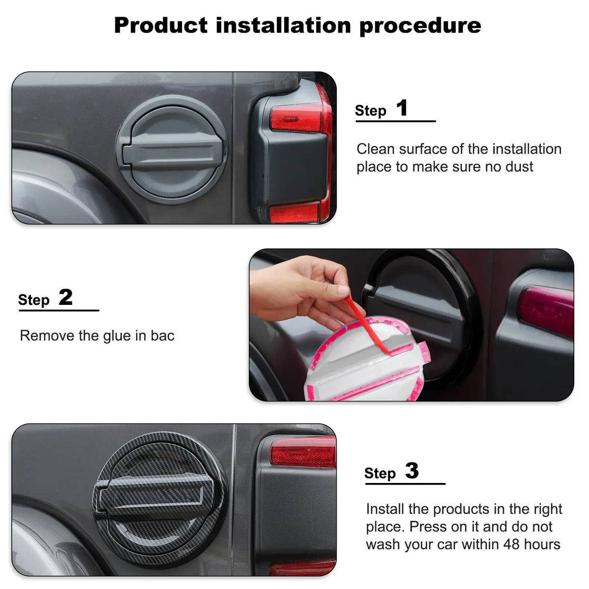 For 2018+ Jeep Wrangler JL Door Fuel Tank Gas Cap Cover Trim, NOT FIT 4XE