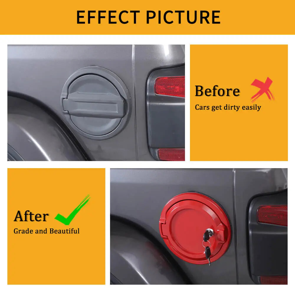 For 2018+ Jeep Wrangler JL Door Fuel Tank Gas Cap Cover With Lock Cover Trim NOT FIT 4XE