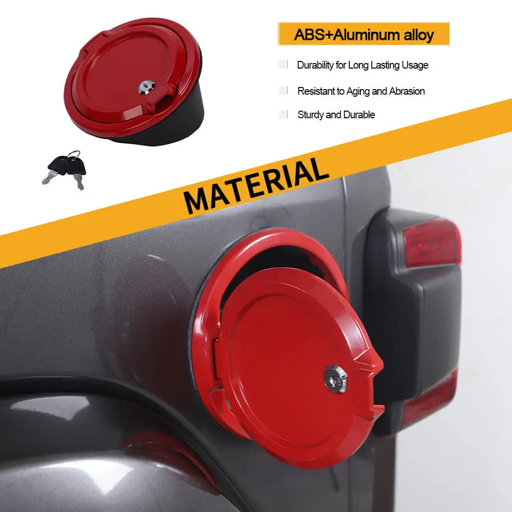 For 2018+ Jeep Wrangler JL Door Fuel Tank Gas Cap Cover With Lock Cover Trim NOT FIT 4XE