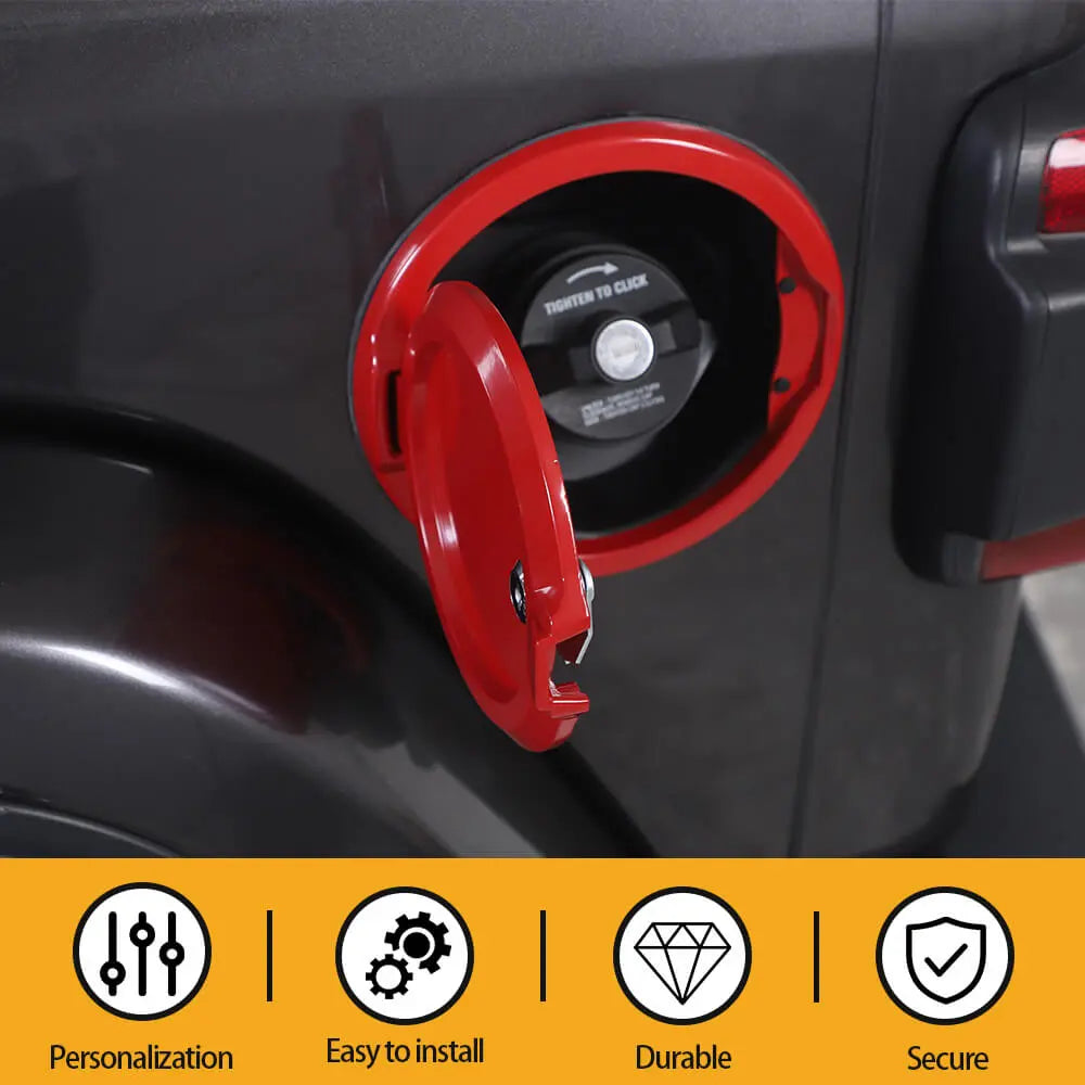 For 2018+ Jeep Wrangler JL Door Fuel Tank Gas Cap Cover With Lock Cover Trim NOT FIT 4XE
