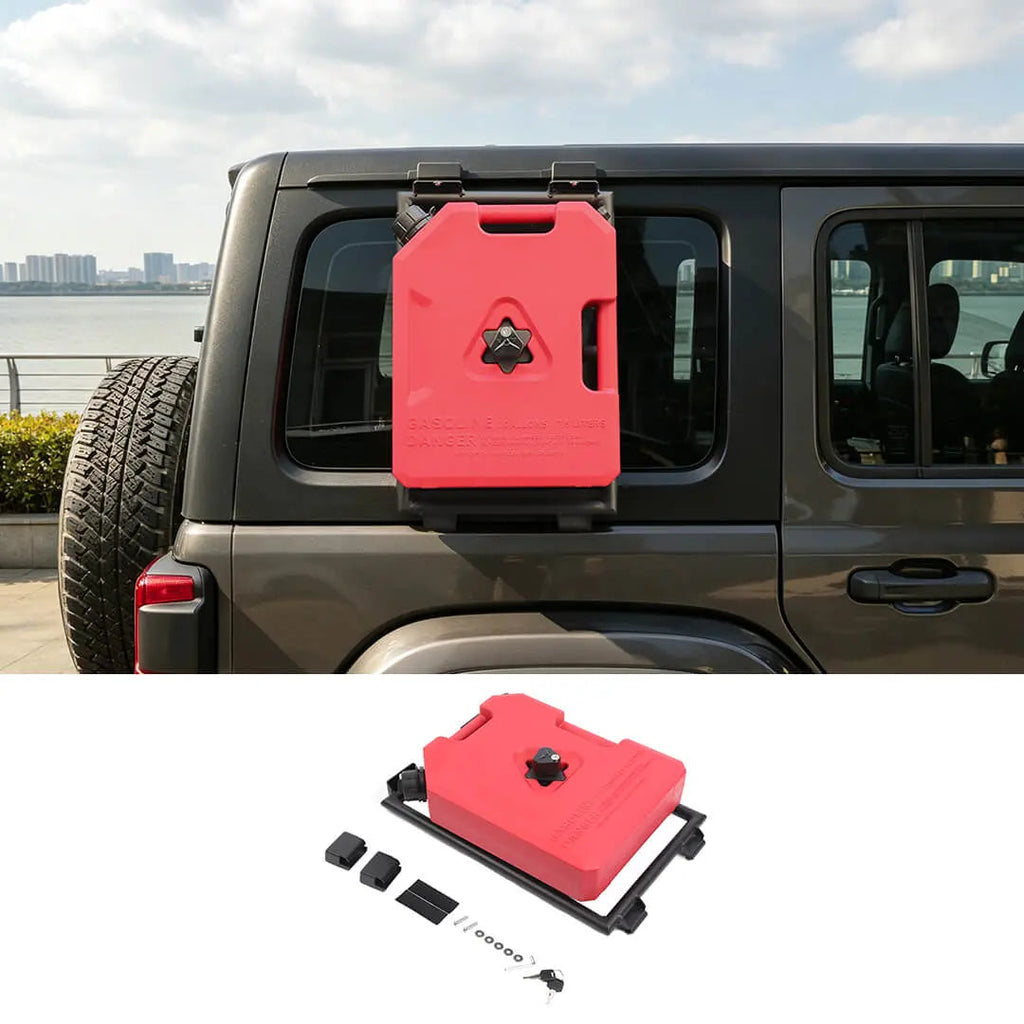 For 2018+ Jeep Wrangler JL Exterior Car Rear Window Mount Climbing Ladder Water/Gal Tank Accessories