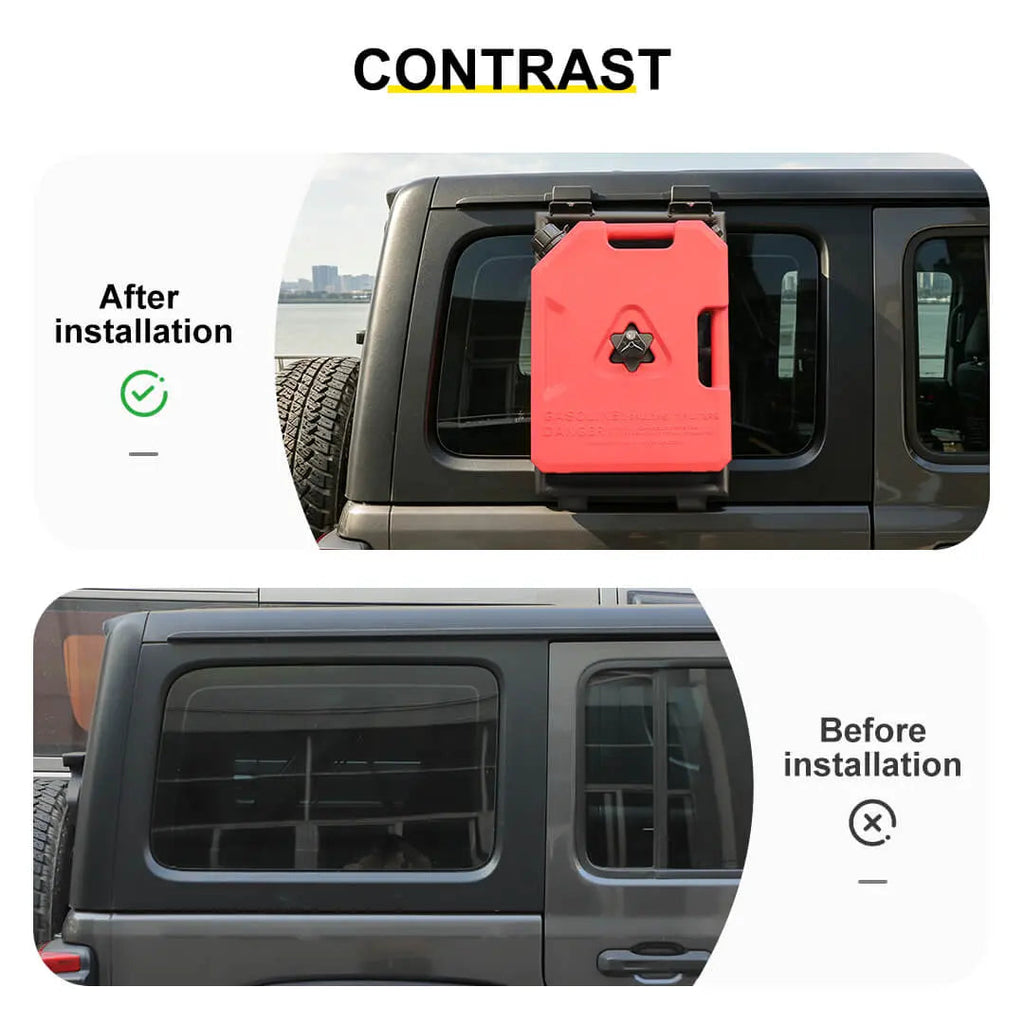 For 2018+ Jeep Wrangler JL Exterior Car Rear Window Mount Climbing Ladder Water/Gal Tank Accessories