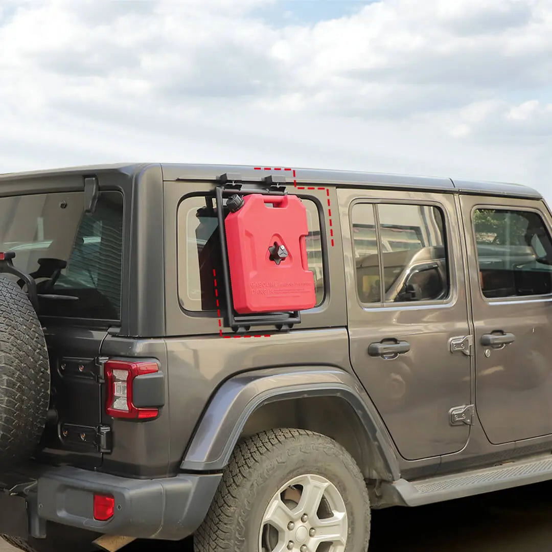 For 2018+ Jeep Wrangler JL Exterior Car Rear Window Mount Climbing Ladder Water/Gal Tank Accessories