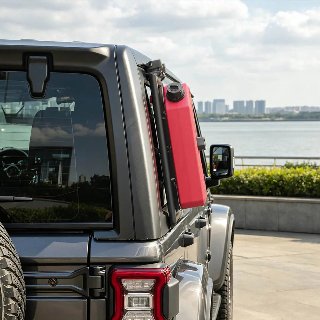 For 2018+ Jeep Wrangler JL Exterior Car Rear Window Mount Climbing Ladder Water/Gal Tank Accessories