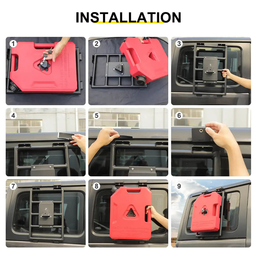 For 2018+ Jeep Wrangler JL Exterior Car Rear Window Mount Climbing Ladder Water/Gal Tank Accessories