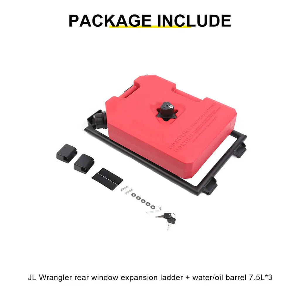 For 2018+ Jeep Wrangler JL Exterior Car Rear Window Mount Climbing Ladder Water/Gal Tank Accessories