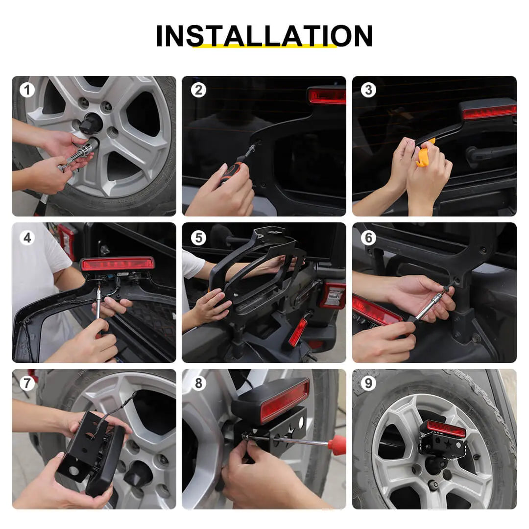 For 2018+ Jeep Wrangler JL Exterior Center High Mount Brake Light Relocation Bracket Accessories