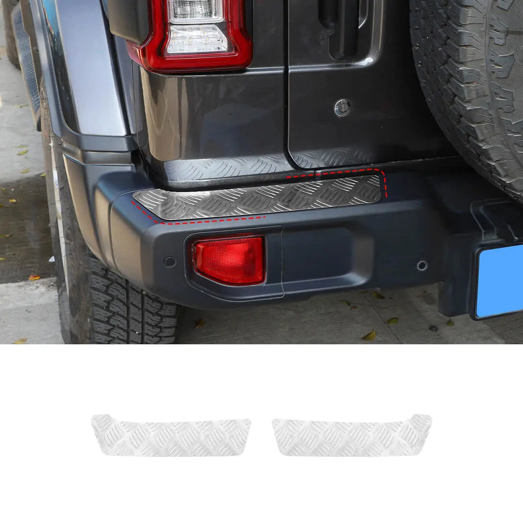 For 2018+ Jeep Wrangler JL Exterior Rear Bumper Protector Sill Plate Trim Cover (2 pcs)
