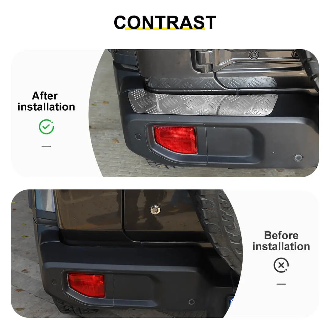 For 2018+ Jeep Wrangler JL Exterior Rear Bumper Protector Sill Plate Trim Cover (2 pcs)