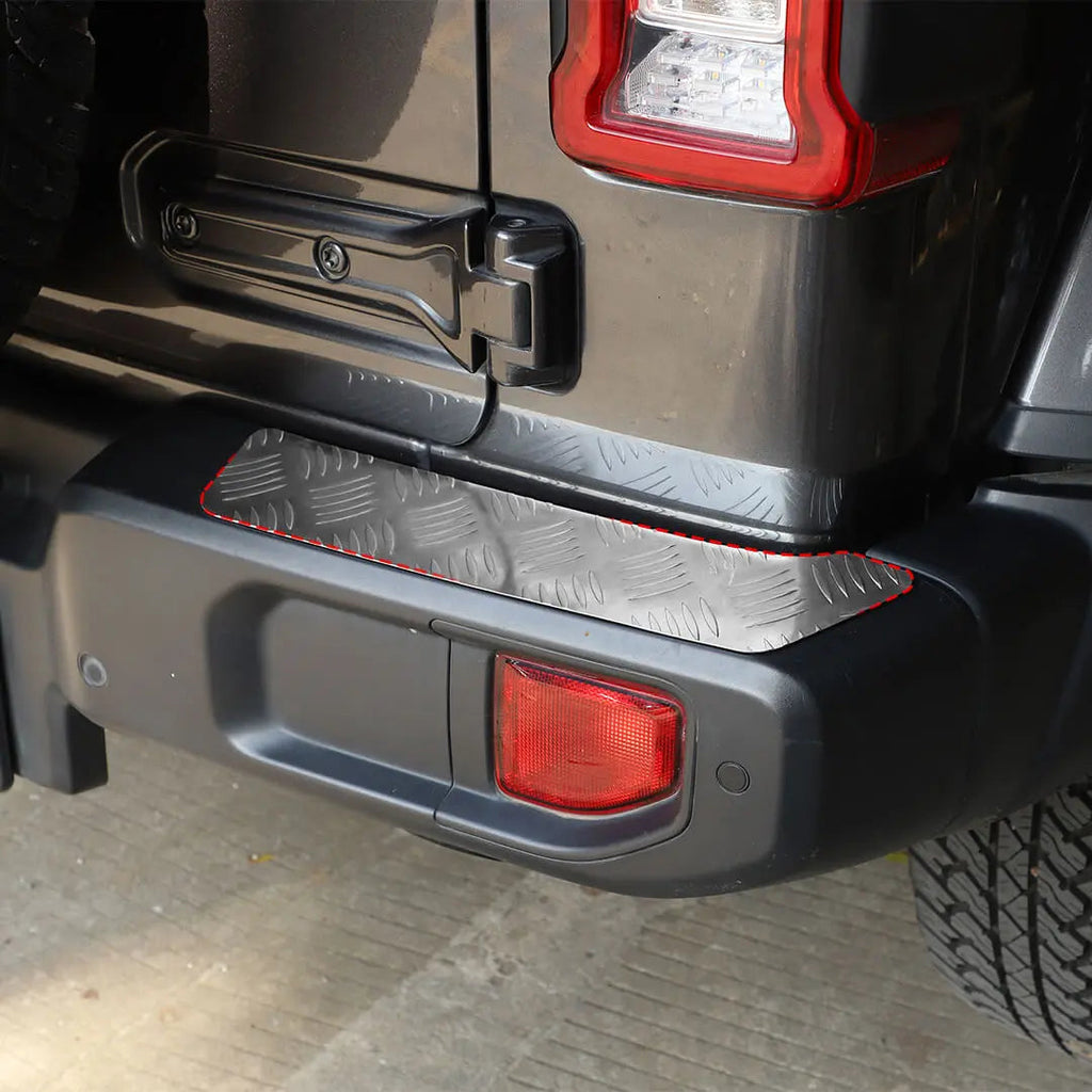For 2018+ Jeep Wrangler JL Exterior Rear Bumper Protector Sill Plate Trim Cover (2 pcs)