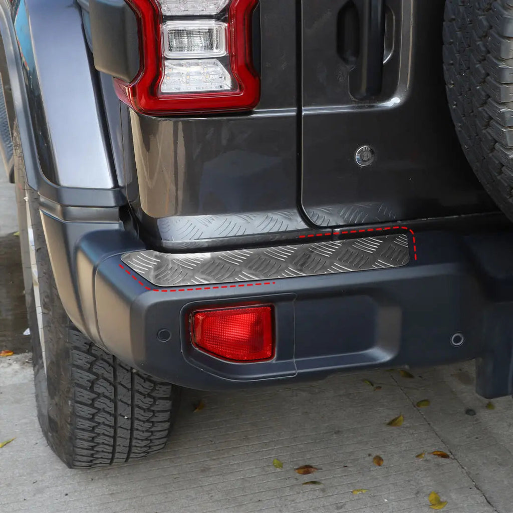 For 2018+ Jeep Wrangler JL Exterior Rear Bumper Protector Sill Plate Trim Cover (2 pcs)