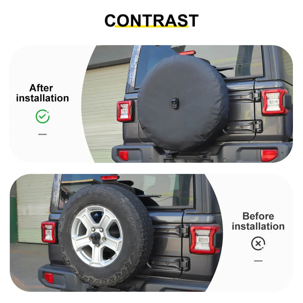 For 2018+ Jeep Wrangler JL Exterior Rear Spare Tire Cover Spare Wheel Cover