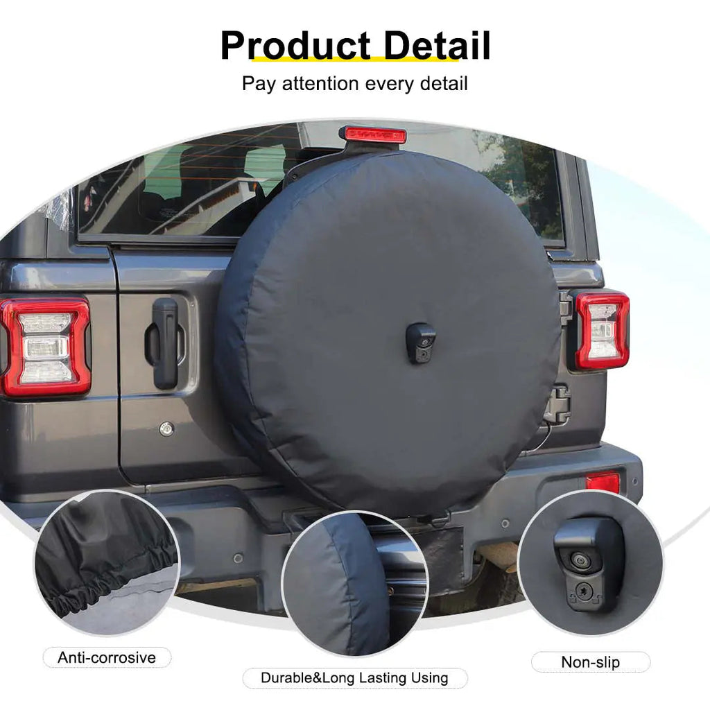 For 2018+ Jeep Wrangler JL Exterior Rear Spare Tire Cover Spare Wheel Cover