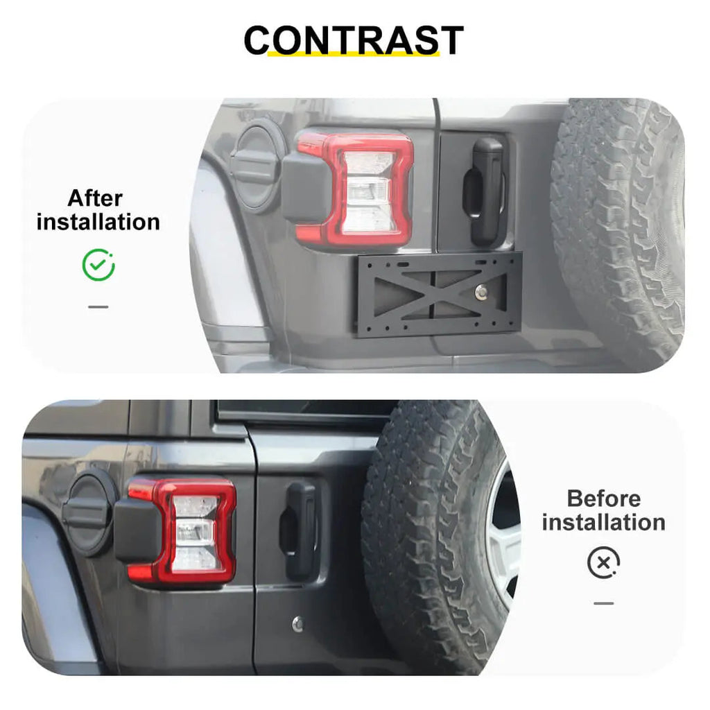For 2018+ Jeep Wrangler JL Exterior Rear Tailgate Door Handle License Plate Holder Bracket