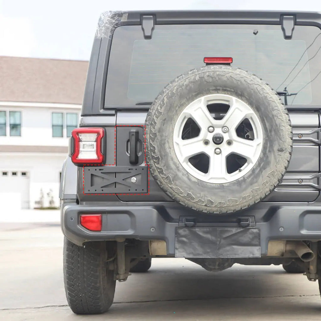 For 2018+ Jeep Wrangler JL Exterior Rear Tailgate Door Handle License Plate Holder Bracket
