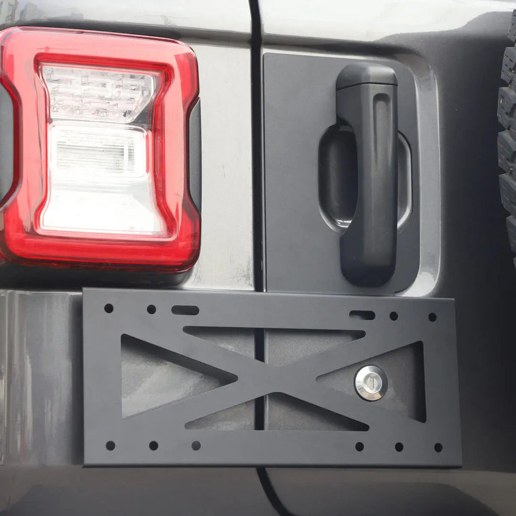 For 2018+ Jeep Wrangler JL Exterior Rear Tailgate Door Handle License Plate Holder Bracket