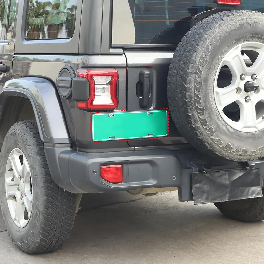 For 2018+ Jeep Wrangler JL Exterior Rear Tailgate Door Handle License Plate Holder Bracket