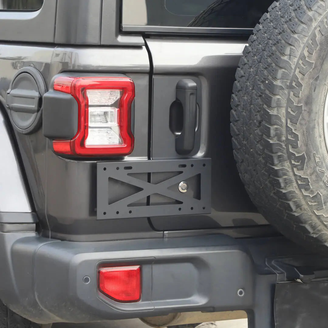 For 2018+ Jeep Wrangler JL Exterior Rear Tailgate Door Handle License Plate Holder Bracket