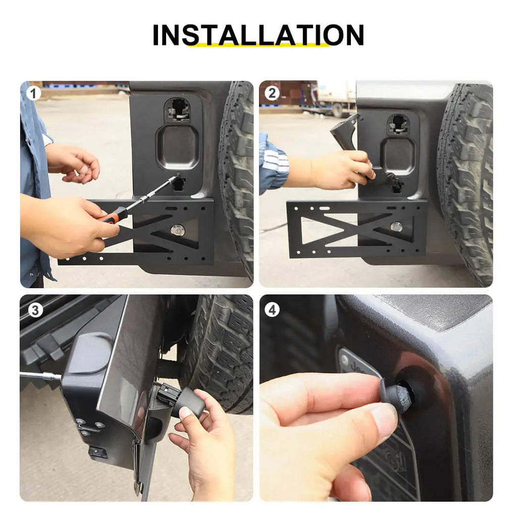 For 2018+ Jeep Wrangler JL Exterior Rear Tailgate Door Handle License Plate Holder Bracket