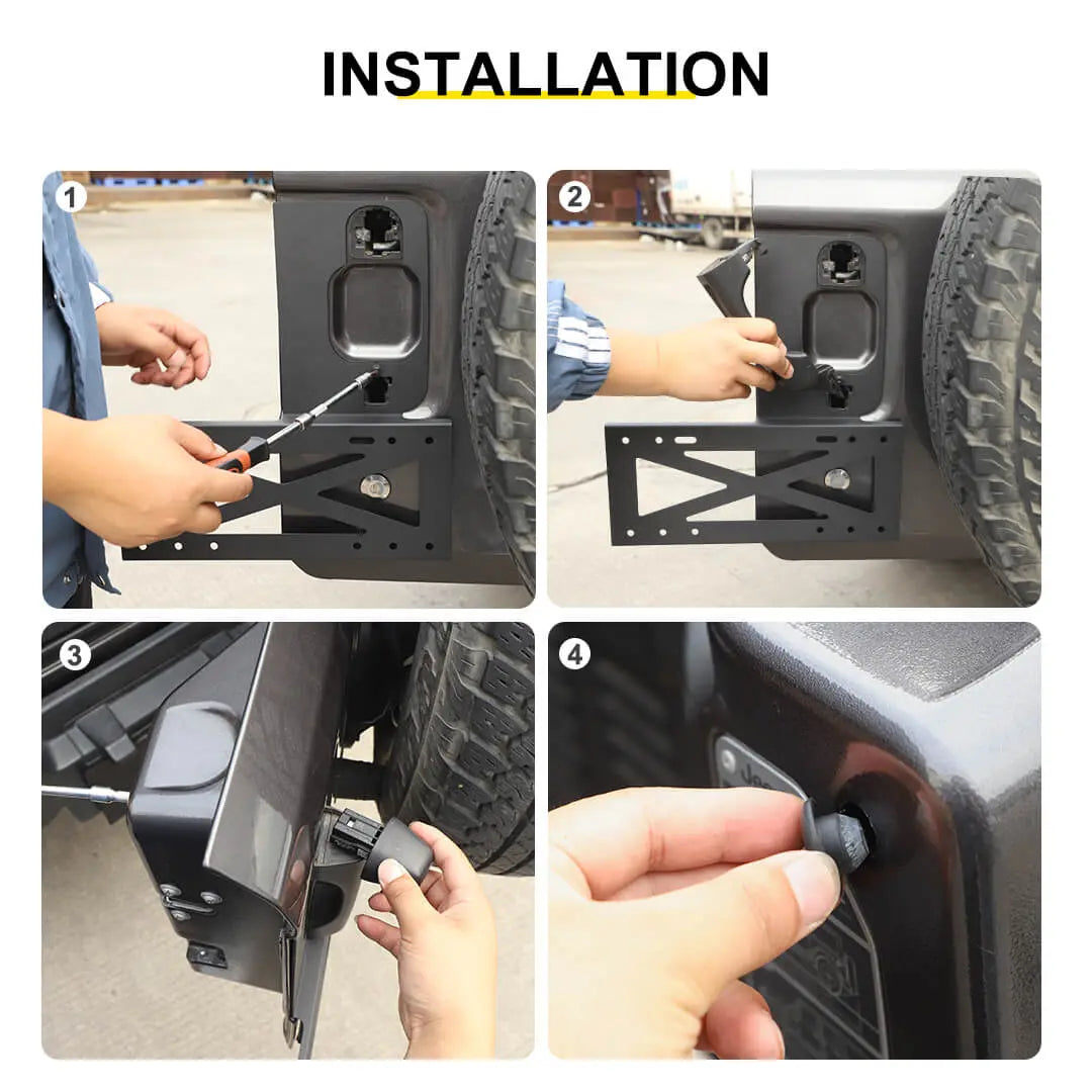 For 2018+ Jeep Wrangler JL Exterior Rear Tailgate Door Handle License Plate Holder Bracket
