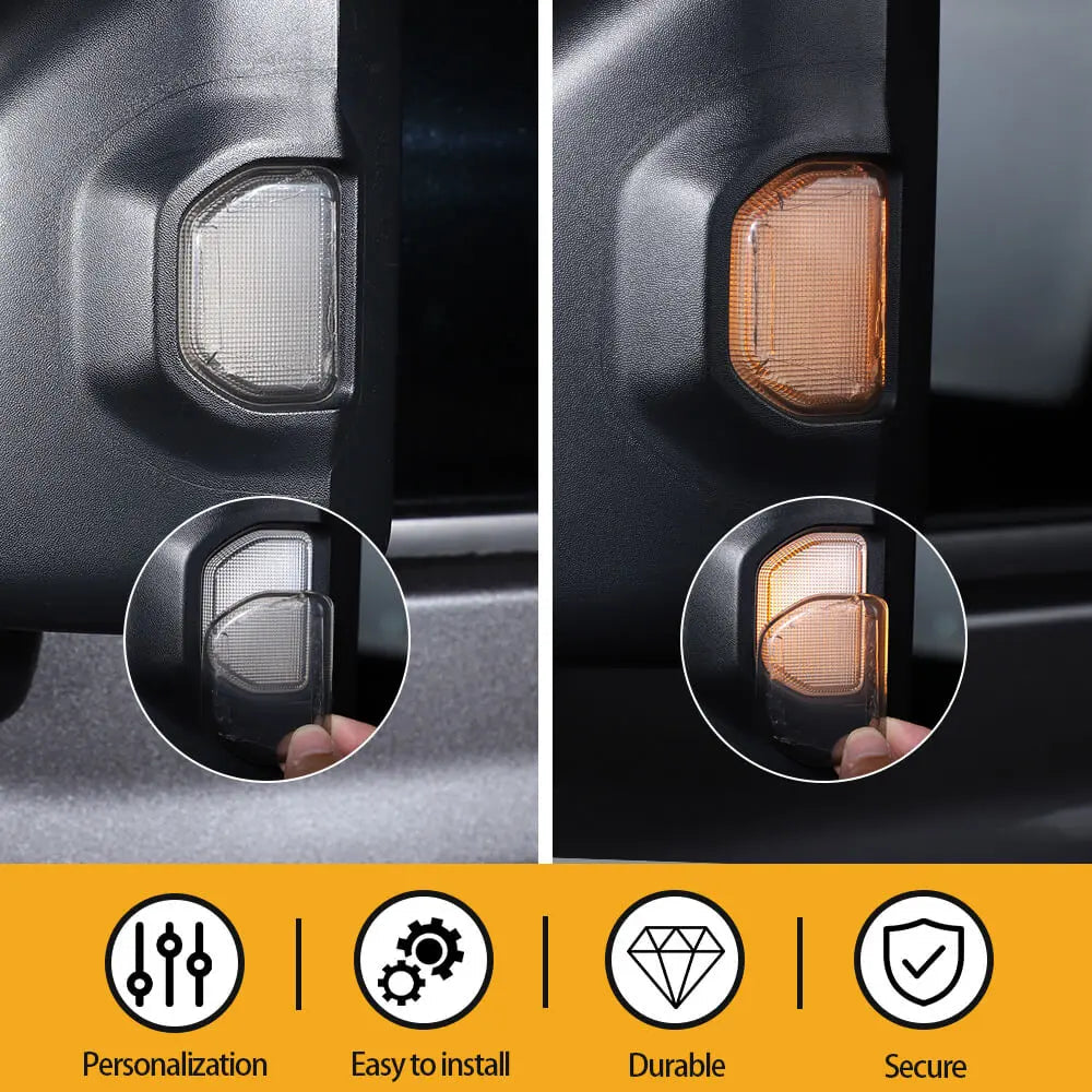 For 2018+ Jeep Wrangler JL Exterior Side Door Rearview Mirror Turn Signal Light Cover, Smoked Black