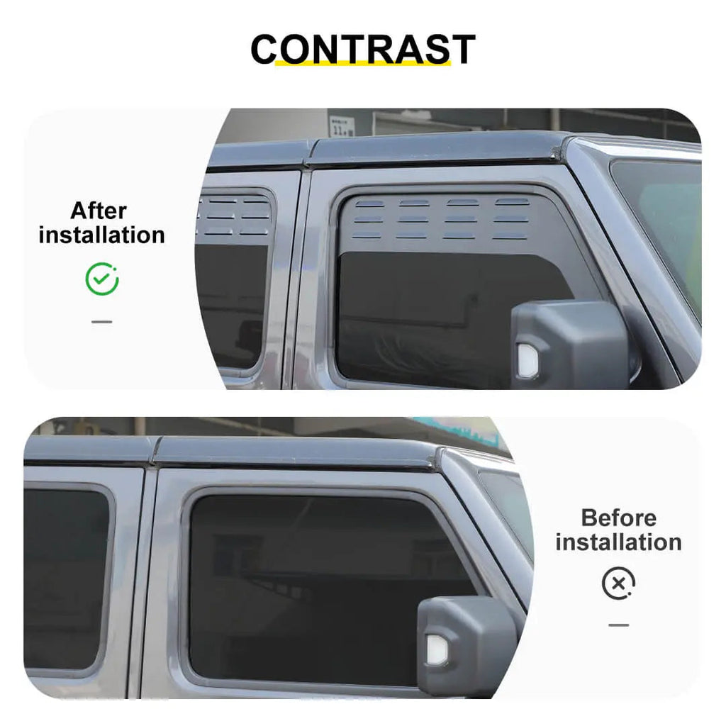 For 2018+ Jeep Wrangler JL Front Rear Window Louver Vent Rear Window Blinds Kit (4 pcs)